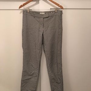 Fitted Pattern Navy Blue and White Dress Pants